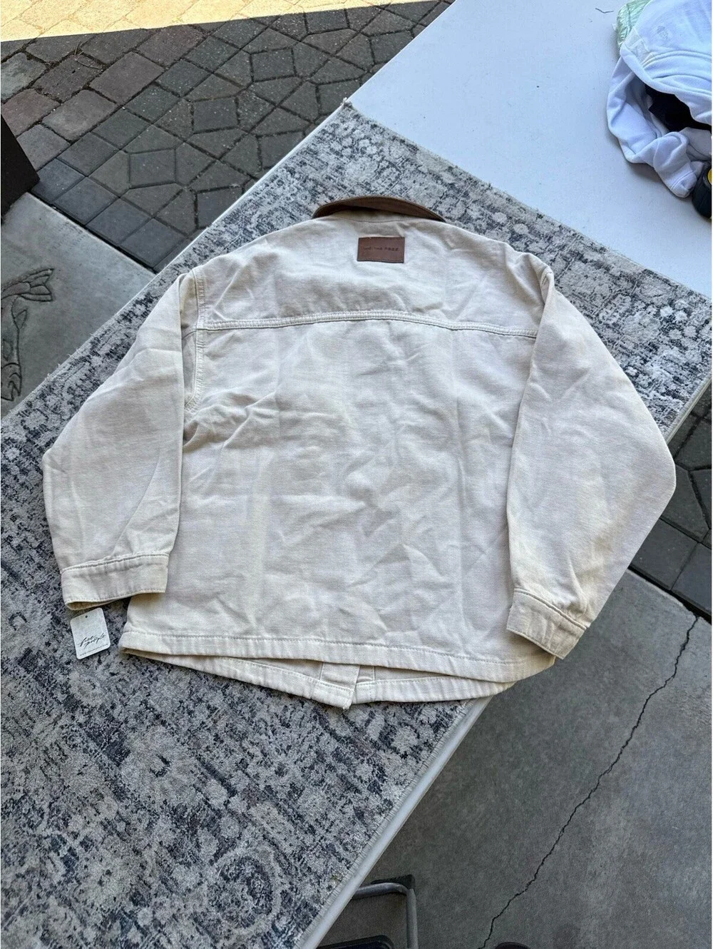 NEW FREE PEOPLE We The Free Lemon Denim Jacket Women's Size XS White Cap